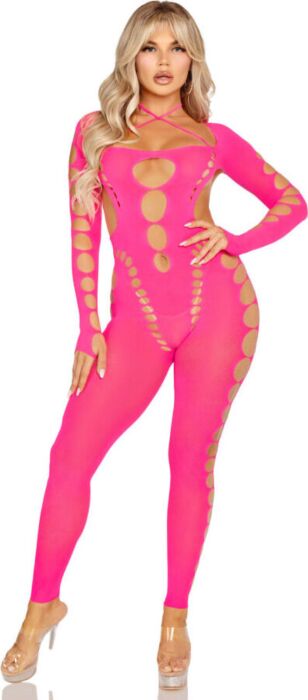 Bodystocking Rosa Leg Avenue Costas Abertas