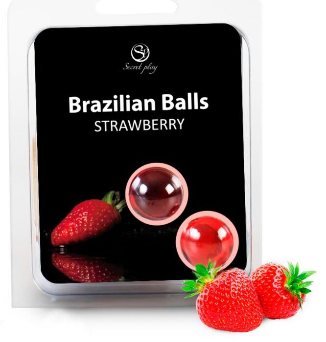 2 Bolas Brazilian Balls SECRETPLAY com Lubrificante Sabor Morangos
