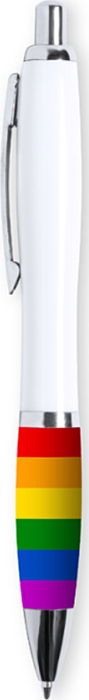 Caneta Branca Bandeira LGBT - Caneta Rainbow, Clipe Metálico e Acessórios Cromados