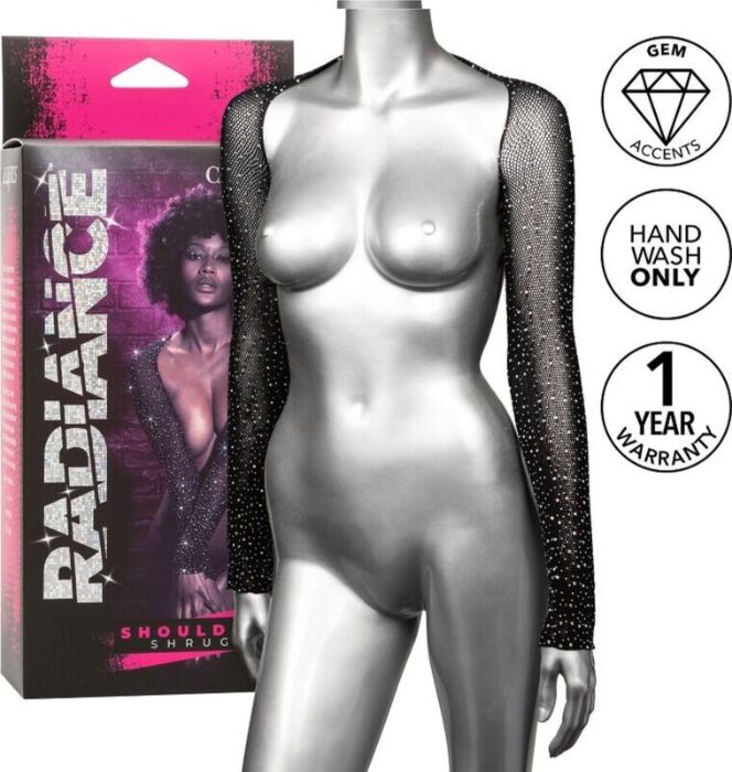 Colete com brilhos para ombros | Body de malha elástica com pedraria