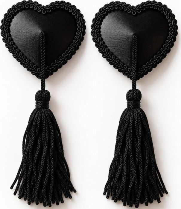 Capas de mamilo CHILIROSE CR 4897: coração preto com borlas