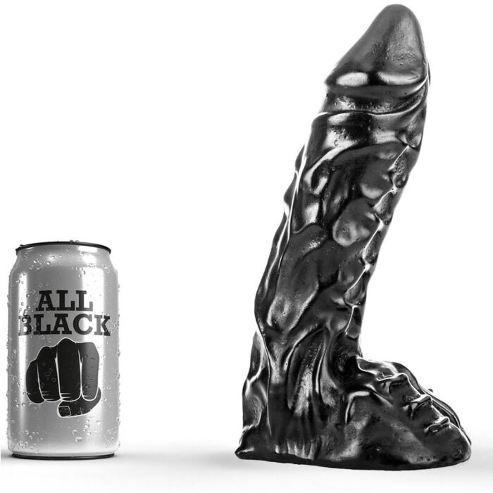 Dildo ALL BLACK 23 cm com veias pronunciadas