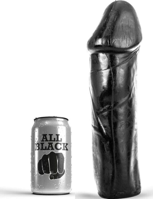 Dildo ALL BLACK Dong 28 cm haste sólida