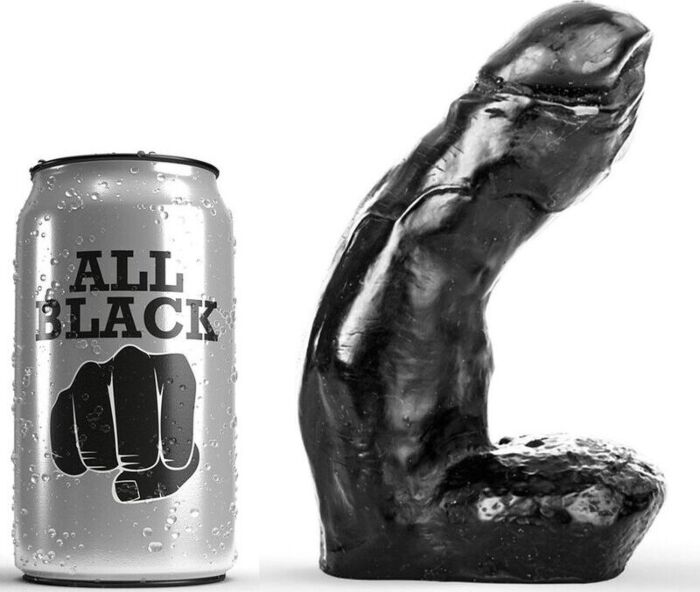 Dildo realístico All Black 15 cm com testículos