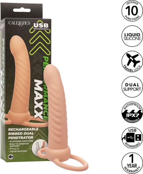 Dildo Calexotics Maxx Duplo Penetrador Acanalado