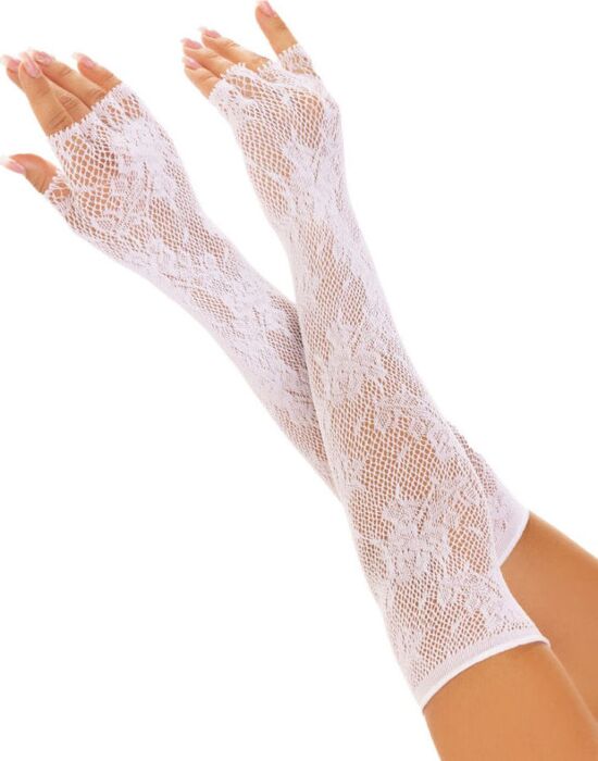 Guantes Sem Dedos Leg Avenue Floral Branco Guantes Sem Dedos Leg Avenue Floral Branco