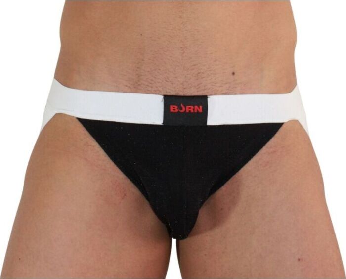Jockstrap BURN 004 Brilhante Preto/Branco - Sensualidade