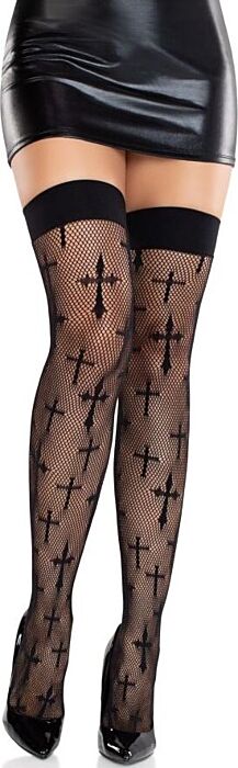 Meias Leg Avenue Worship Me Encaje Negro