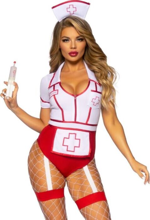 Fantasia de Enfermeira Sexy LEG AVENUE COSTUMES Vermelho/Branco S