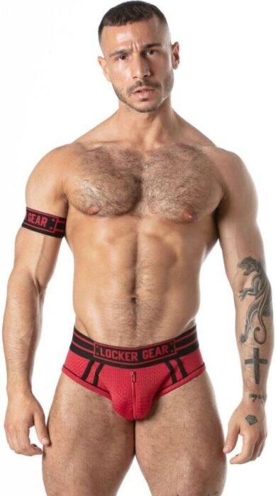 Cueca suspensória LOCKER GEAR SPORT MESH JOCK BRIEF vermelha L