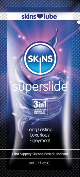 Lubrificante Skins Superslide 5ml - Silicona Impermeável