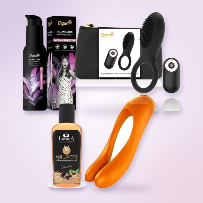 Kit premium para casais com anel vibratório e vibrador de dedo