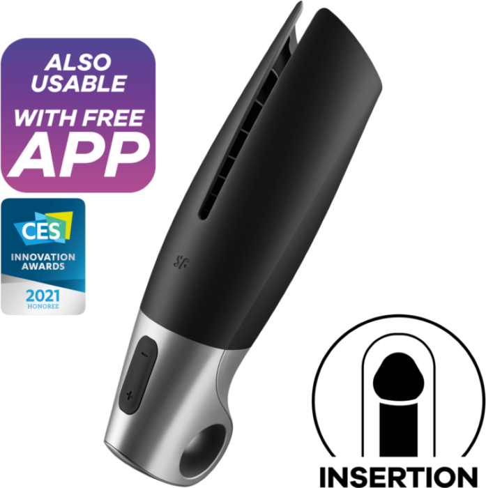 Satisfyer Power Masturbador Preto e Prata - Estimulação Poderosa