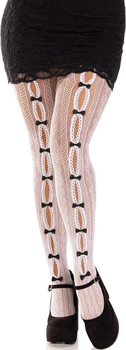 Medias Leg Avenue Corazón & Laços Branco - Elegância