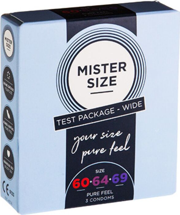 Mister Size - Preservativos de Sensação Pura 60, 64, 69 mm 3 Pack - Testador