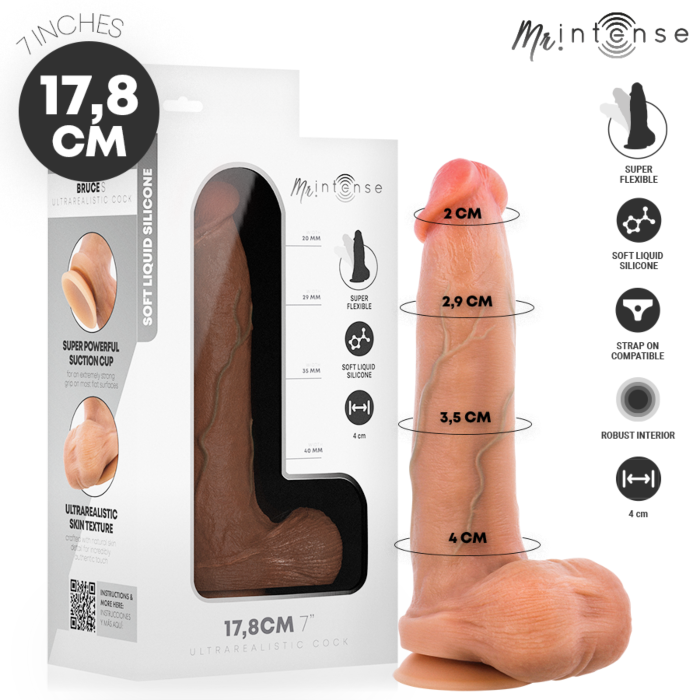 Dildo MR. INTENSE Bruce S com testículos 17.8 cm Dildo MR. INTENSE Bruce S com testículos 17.8 cm