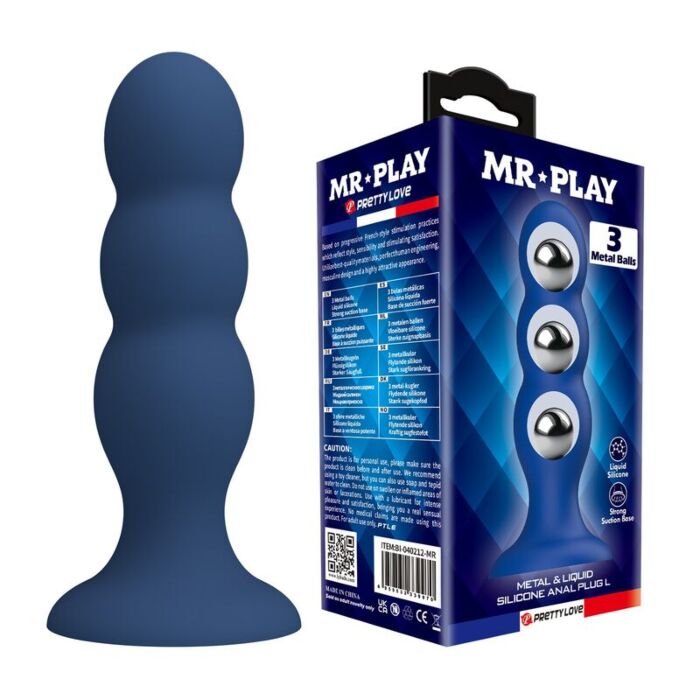 Plug Anal MR PLAY com Contas Metálicas e Ventosa Plug Anal MR PLAY com Contas Metálicas e Ventosa