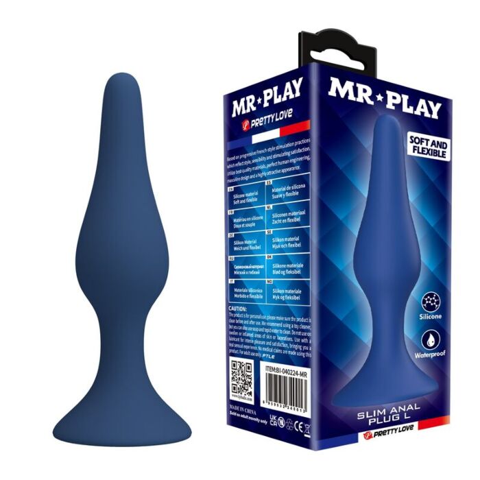 Plug Anal Slim Silicone MR PLAY com Base Larga Plug Anal Slim Silicone MR PLAY com Base Larga