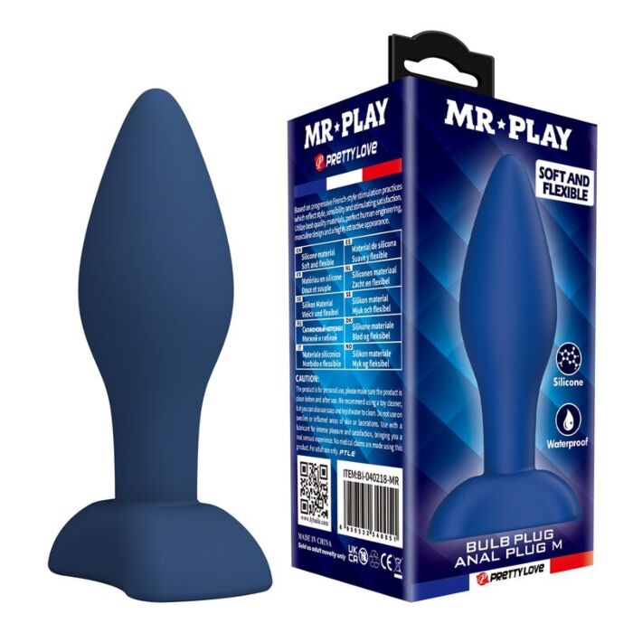 Plug Anal MR PLAY Tapered Silicone Azul Médio Plug Anal MR PLAY Tapered Silicone Azul Médio
