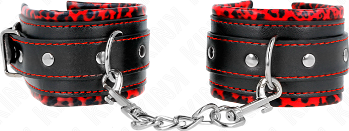Muñequeras KINK Ajustáveis em Metal Vermelho/Negro Muñequeras KINK Ajustáveis em Metal Vermelho/Negro