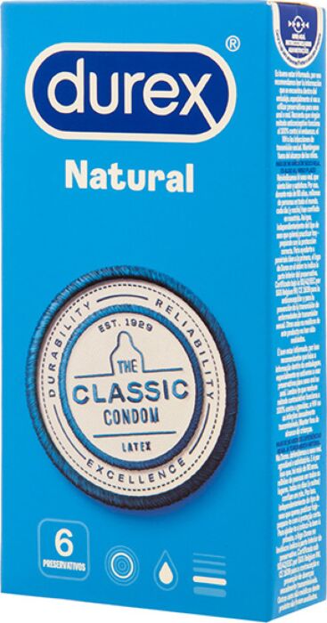 Preservativos Durex Natural 6 unidades - forma Easy-On, transparentes e longos Preservativos Durex Natural 6 unidades - forma Easy-On, transparentes e longos