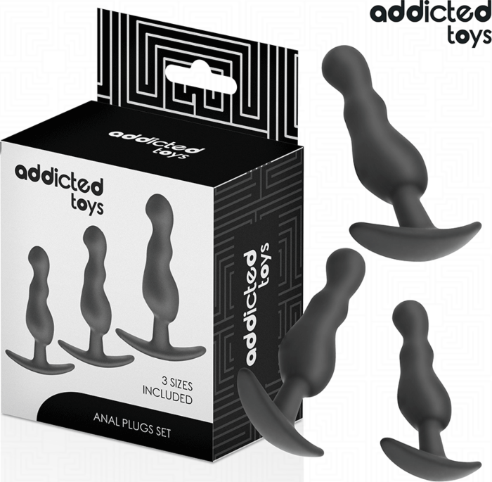 Plug Anal Addicted Toys Set 3 Tamanhos Conforto Plug Anal Addicted Toys Set 3 Tamanhos Conforto