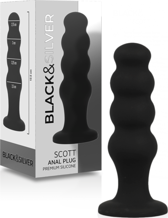 Plug anal BLACK&SILVER Scott em silicone premium Plug anal BLACK&SILVER Scott em silicone premium
