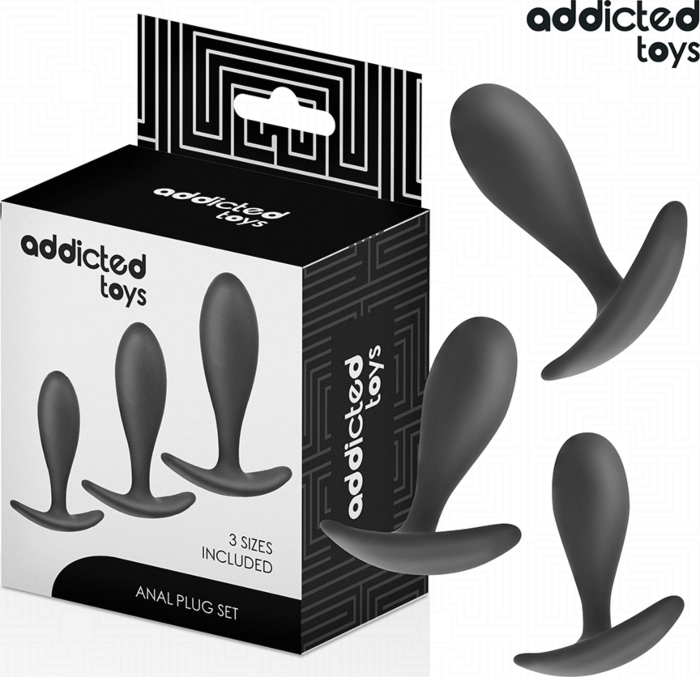 Plug Anal Addicted Toys Set 3 Tamanhos Conforto Plug Anal Addicted Toys Set 3 Tamanhos Conforto
