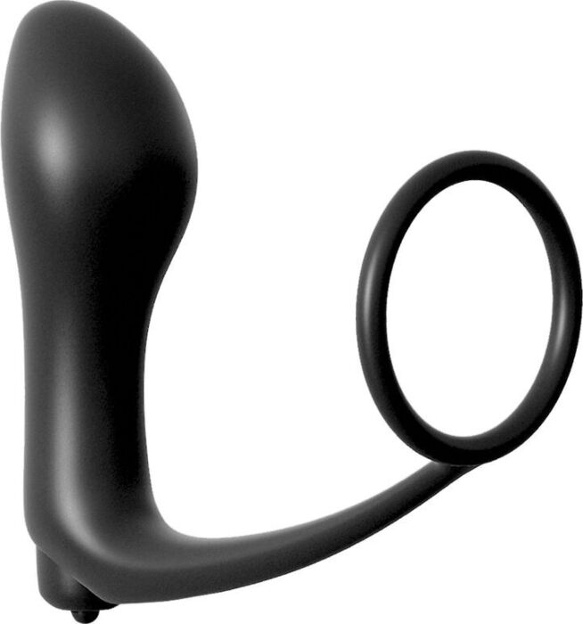 Ligue anel anal vibrador para pénis preto