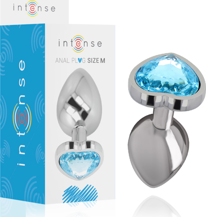 Plug Coração Azul - Metal Alumínio Tamanho M