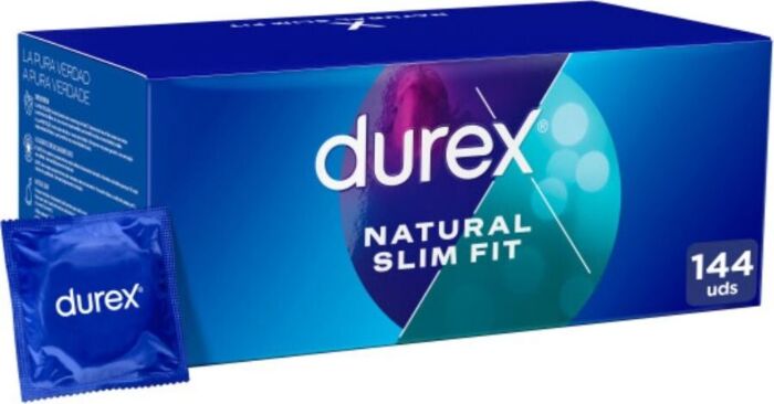 Durex Natural Slim Fit Preservativos 144 unidades - Anatômicos e Lubrificados