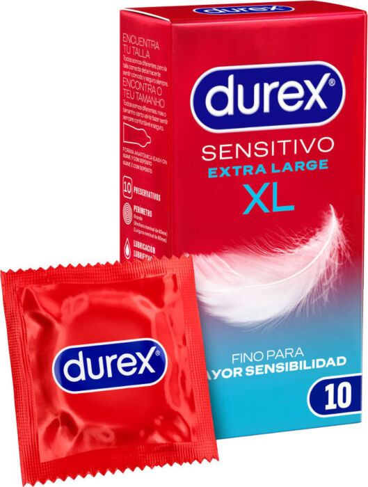 Preservativos Durex Sensitivo XL 10uds | Extra Grande e Lubrificados Preservativos Durex Sensitivo XL 10uds | Extra Grande e Lubrificados