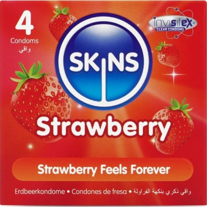 Preservativos Skins Sabor Fresa - Prazer Intenso