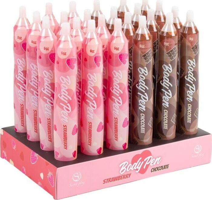 Expositor de canetas comestíveis SECRETPLAY COSMETIC BODY PEN 24 unidades