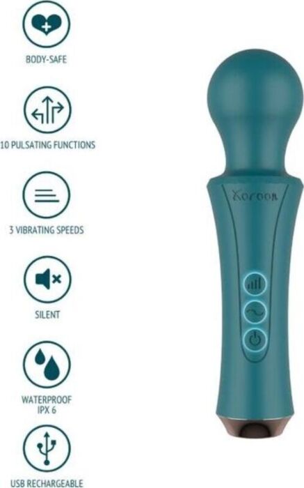 Varinha pessoal recarregável verde XOCOON - poderosa e leve com 10 padrões de vibração Varinha pessoal recarregável verde XOCOON - poderosa e leve com 10 padrões de vibração