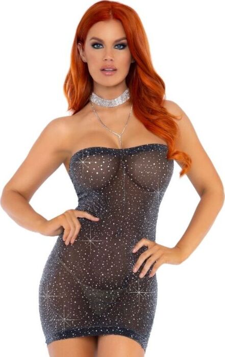 Vestido tubo com lurex e strass Leg Avenue Vestido tubo com lurex e strass Leg Avenue