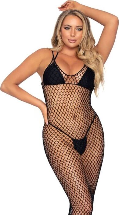 Vestido Erótico Leg Avenue Maxi Preto Costuras