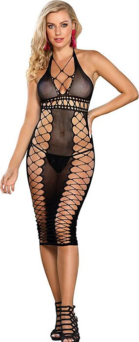 Vestido Rejilla SUBBLIME 952310 Longo Preto Sexy Vestido Rejilla SUBBLIME 952310 Longo Preto Sexy