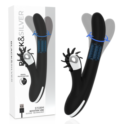 Vibrador Rotador Black&Silver Bunny Storm