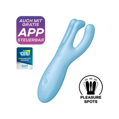 Satisfyer Threesome 4 Connect Azul - Vibrador de Tripla Estimulação!