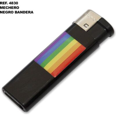 Isqueiro elétrico preto com bandeira LGBT - Recarregável com resina - Sex Shop