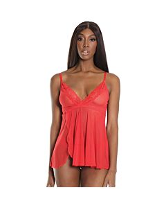 Babydoll com tanga recortada - vermelha