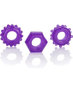 Kit de tres anillos reversibles morado