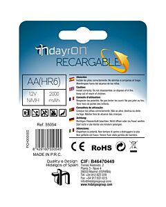 Bateria recarregável hr06 1,2v 2000ma pacote dayron 2