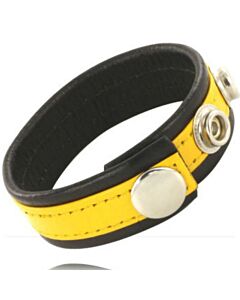 Correia de Pénis em Couro Amarelo e Preto