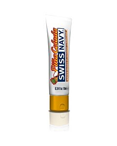 Lubrificante de sabor pina colada Swiss Navy - 10ml, sem açúcar e sem parabenos.