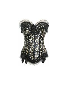 Corpete Leopardo Renda Babados