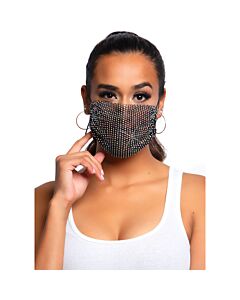 Máscara Glamour Rhinestone - Preto
