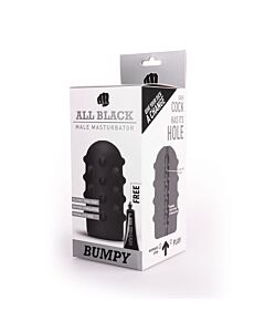 Masturbador All Black Bumpy em TPR, 17 cm - Sex Shop