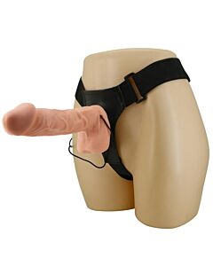 Dança Ultra Apaixonante Harness 26 cm Natural - Arnês com Dildo Vibrador